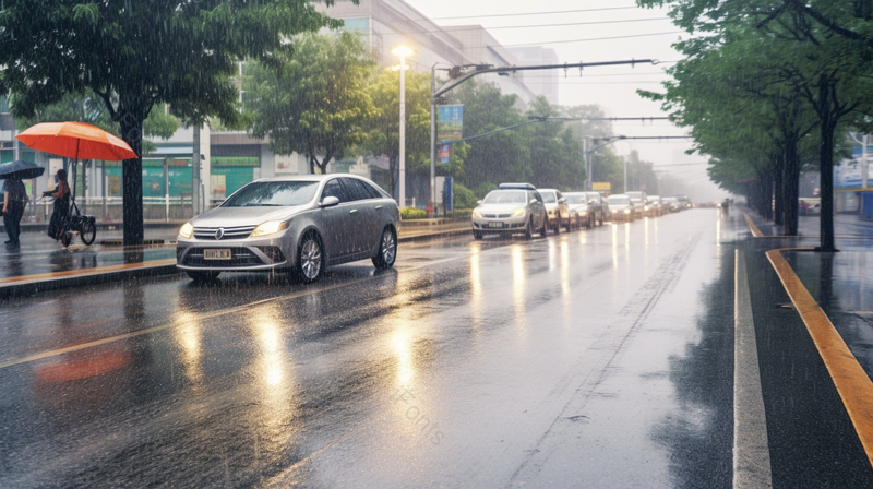 上海暴雨街道风景,高清,摄影图,摄影图片,图片大全,摄影图免费下载